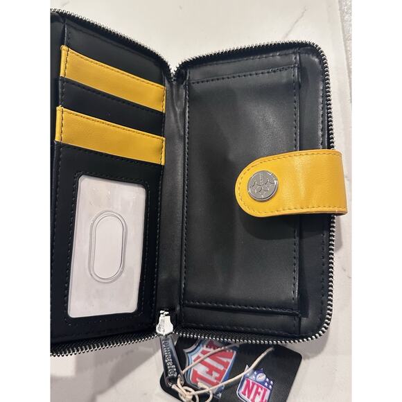 Loungefly NFL Pittsburgh Steelers Logo Zip Around Wallet - Clutch Purse - Picture 6 of 6